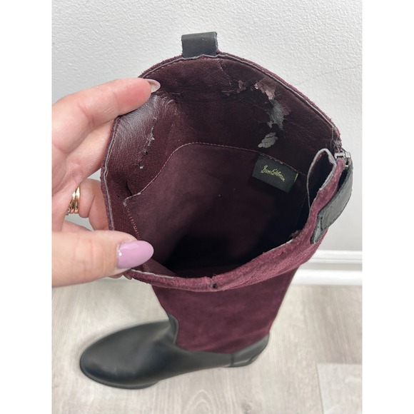 Sam Edelman Penny Riding Boots Leather Burgundy Suede Back Zip Womens 7.5M - Picture 7 of 8